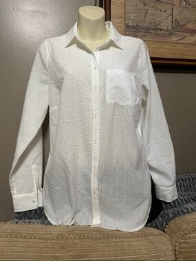 NWT White French Dressing Long-Sleeve Button-Up Cotton Top Size 4